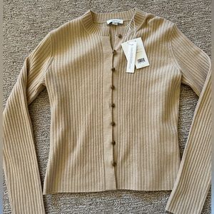 NWT Vince Ribbed Button Tan Cardigan